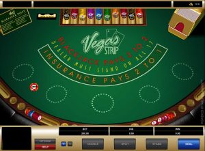 capture d'écran du blackjack sur le strip de Vegas