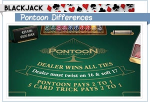 différences de blackjack ponton