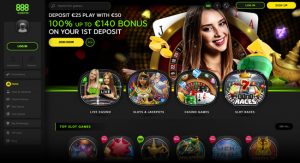 Page d'accueil du Casino 888